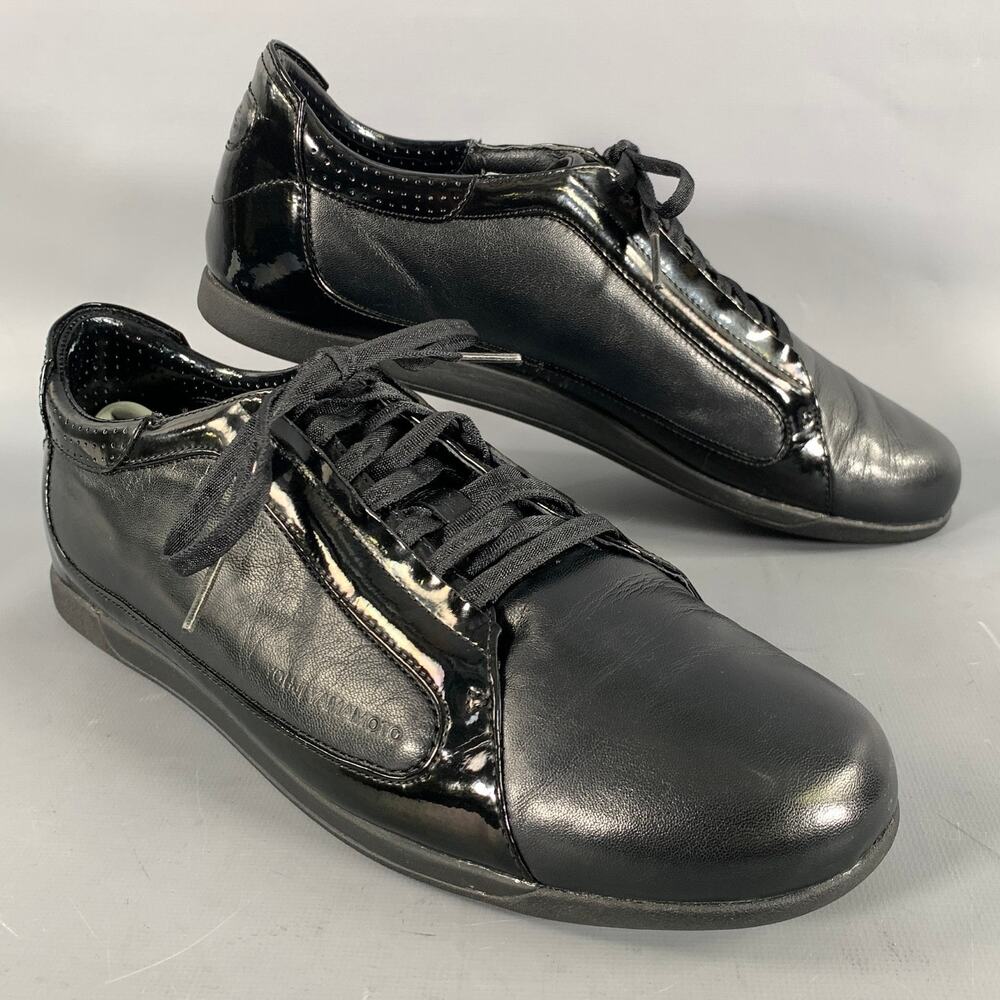 Y-3 Size 9 Black Mixed Patterns Leather Vulcanized sole Sneakers